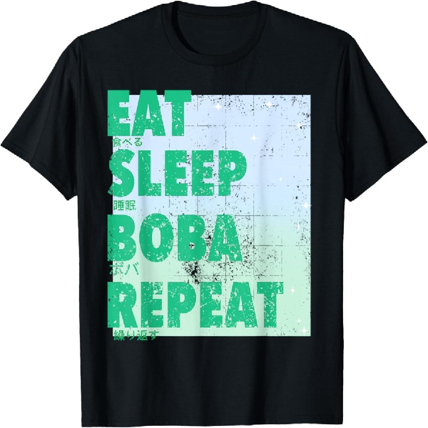 Eat Sleep Boba Repeat Retro Vintage Design T-Shirt S