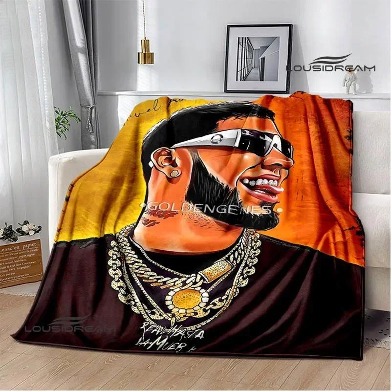 Rapper Anuel AA printed blankets Picnic blanket Flannel Warm blanket Soft Cozy Blanket Travel Blankets bed linings Birthday Gift