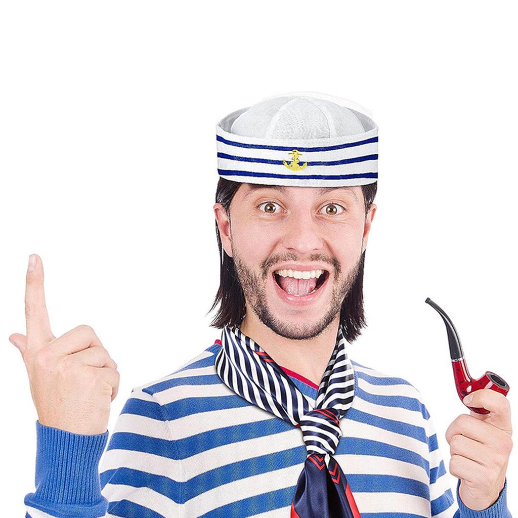 Fashion Navy Sailor Hat with Neckerchief Set Delicate Girls Woman Hat Uniform Roll Up Brim Hat Ladies for Carnivals