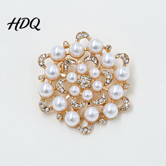 Alloy Jewelry Pin Faux Pearl Rhinestone Flower Brooch Retro Lapel for Women Decorative Brooch Wedding Party Bridal Shower Girls Clothing Accessories