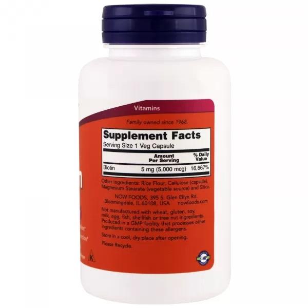 Now Foods BIOTIN 5000mcg.