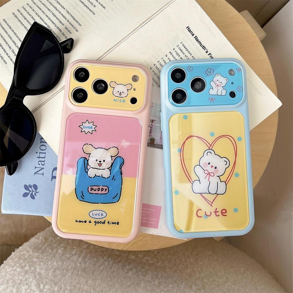 Cartoon Love Heart Bear Phone Case for iPhone 17/16 PROMAX - Cute, Drop-Proof, with Large Window