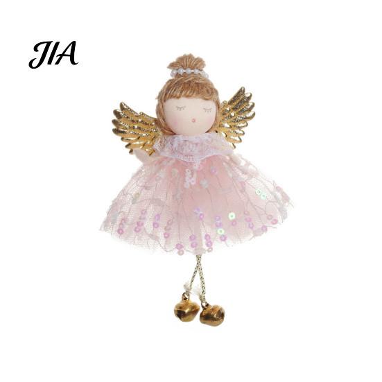 Pastel Christmas Tree Decor Angel Ornaments, Cute Plush Doll Pendant with Soft Furnishing Party Accents Bell for Tree, Holiday Home Simple Scene