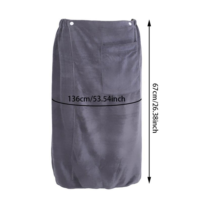 Men Wearable Bath Towel with Pocket Adjustable Size Shower Skirts Elastic Waist Sauna Gym Swimming Holiday Spa Bath Beach Towel