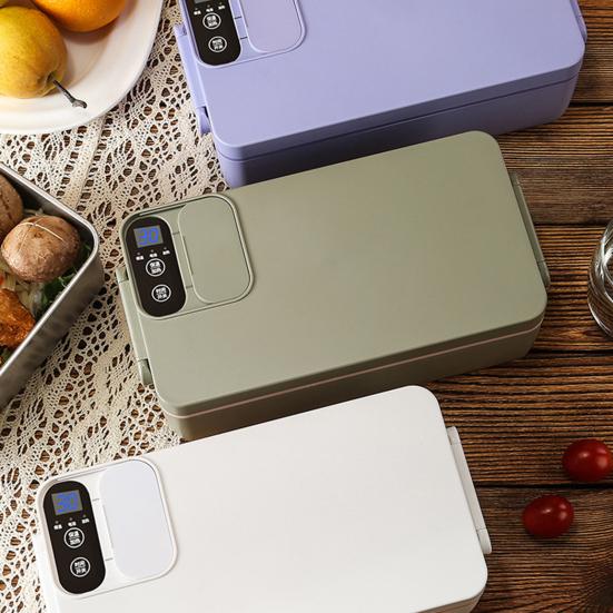 Elektryczne Podgrzewane Pudełko na Lunch Bezprzewodowe Izolowane Pojemnik na Lunch Akumulatorowe Przenośne Pudełko Bento 1L Pojemnik ze Stali Nierdzewnej Szczelny Podgrzewacz do Jedzenia