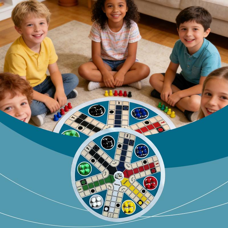 1 Set Round 6-Person Flying Chess Toy Board Game Multi Person Parent Child Party Tabletop Game For Family Gatherings Gift