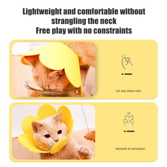 Cat Cone Recovery Collar Adjustable Cute Sunflower Pet Cone Collar Felt Recovery Cone for Kittens Prevents Lick-Bite And Scratching