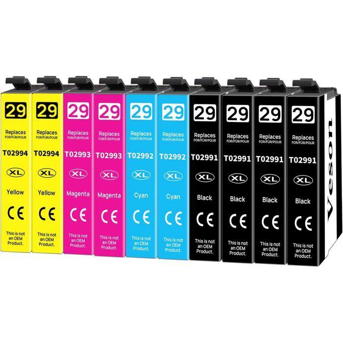 Cartouches d'encre - ZUUKO - 29XL - Compatibles Epson - Lot de 10 - Impression jusqu'à 500 pages