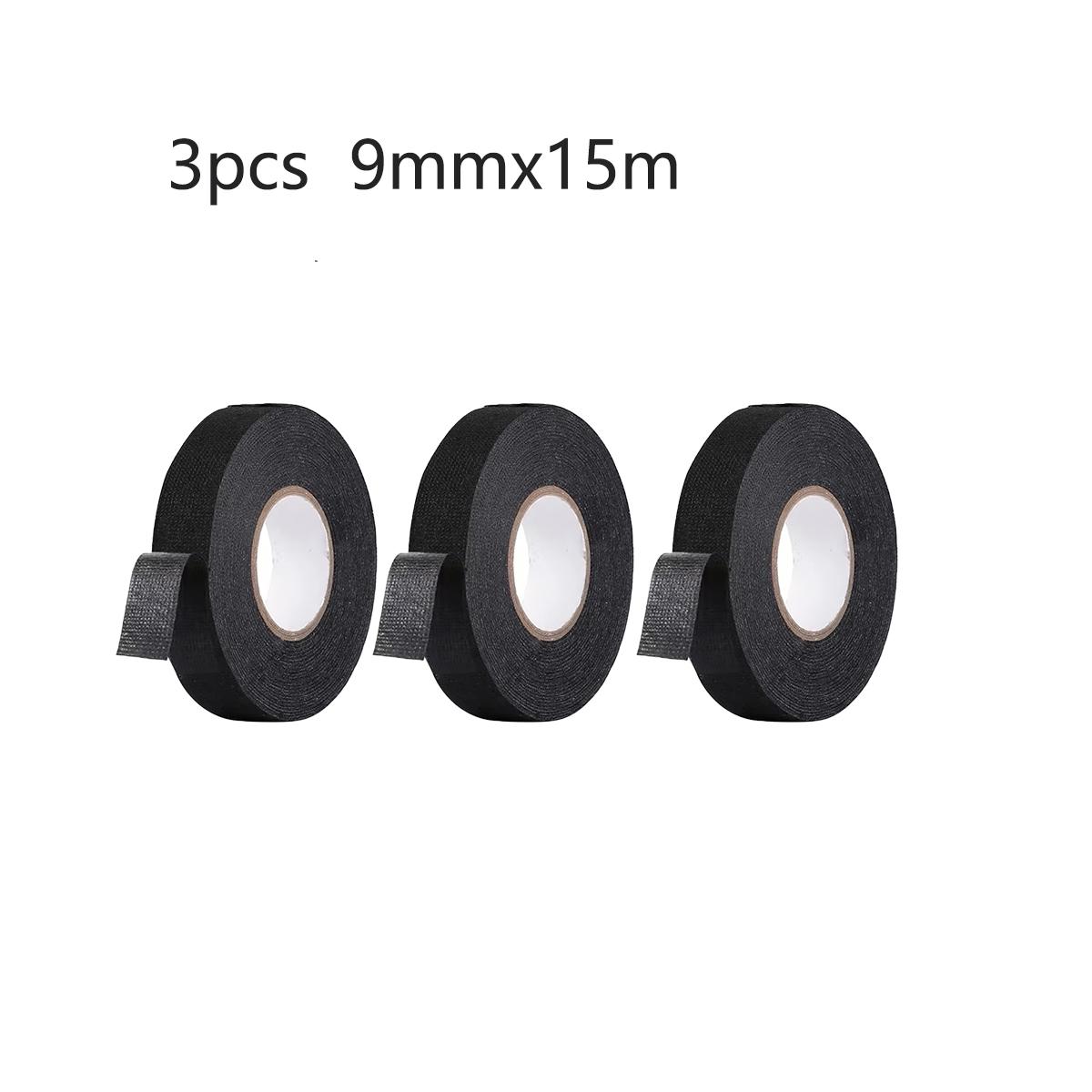 

15M 3PCS Heat-resistant Flame Retardant Tape Coroplast Adhesive Cloth Tape For Car Cable Harness Wiring Loom Protection