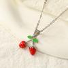 Waterproof PVD Stainless Steel Fruit Pendant Necklace for Women Red Enamel Chili Pepper Strawberry Choker Fashion Jewelry Gifts