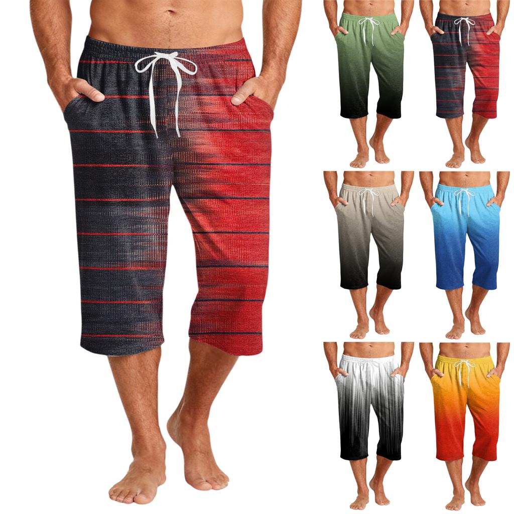 Men's Casual Drawstring Cropped Shorts