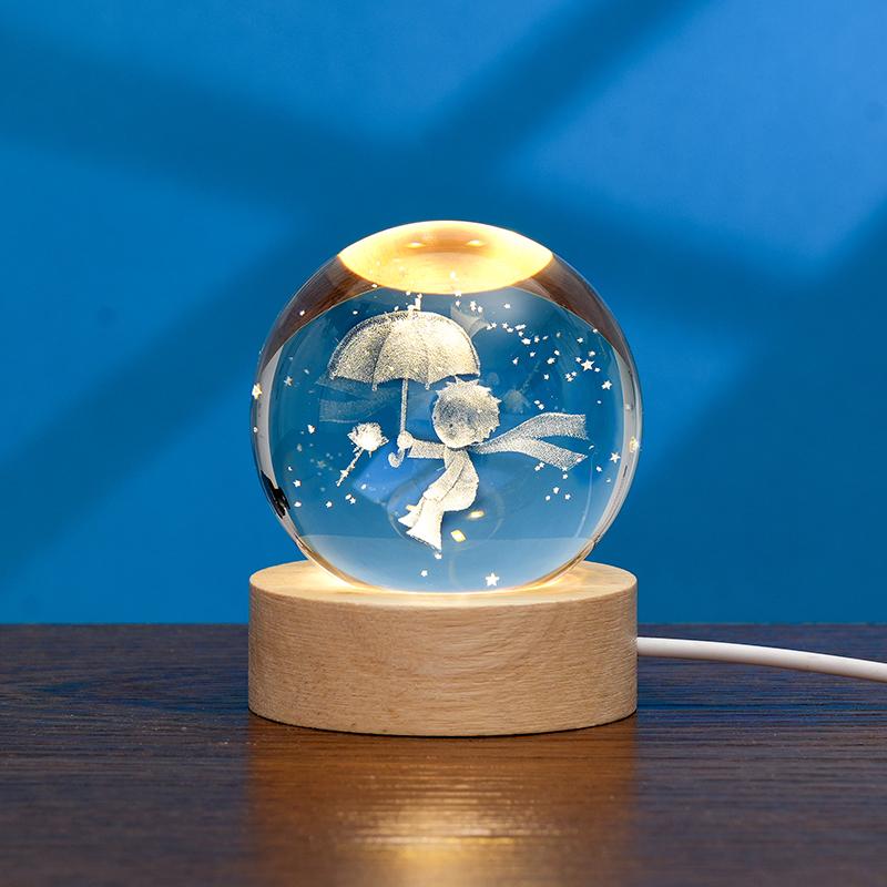 60MM/80MM Kristallkugel mit Holzlampenhalter, Sternenhimmel Engel Mehrere Muster, Innenraumdekoration Ornament