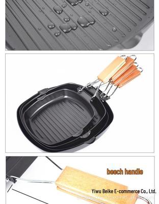 Padella Pieghevole Antiaderente in Ferro 20-28cm - Fornello Portatile da Esterno per Bistecca