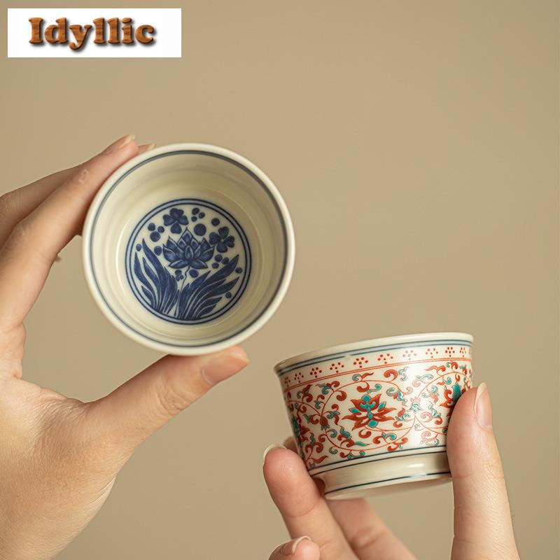 Famille Rose Interlock Branch Lotus Tea Set Complete Set Handmade Tea Ceremony Set Teapot And Tea Cup Set Tableware Collection