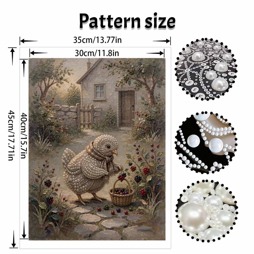 DIY 3D Pearl Diamond Painting Art Set Cute Bird Harvesting Berries Home Decor Art Set Wall Art