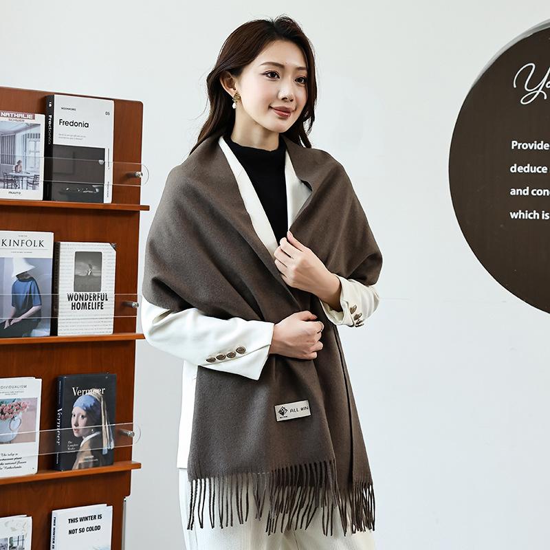 Wool autumn and winter warm scarf warm color scarf solid color simple and versatile gift fashion