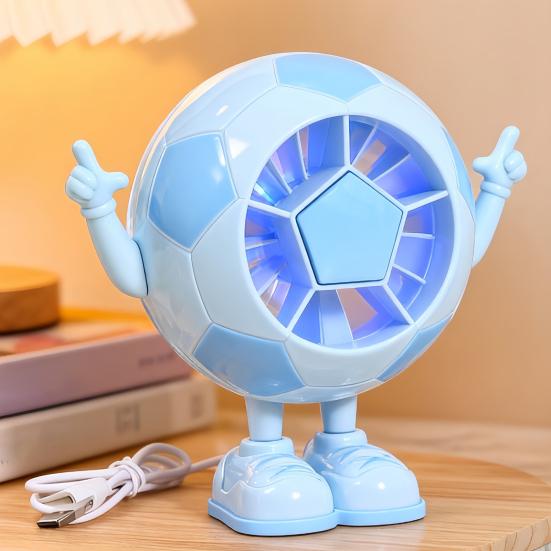 Soccer Hand Fan Football Shape Mini Handheld Fan With Led Light 1 Pc