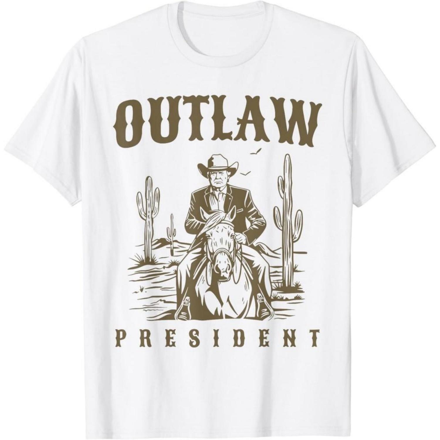 Outlaw President Trump Cowboy Trump 2024 Convicted Felon Unisex T-Shirt Unisex T-Shirt S чёрный