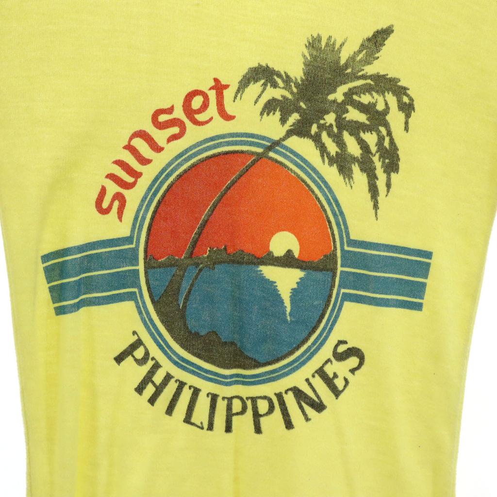 VINTAGE 80s Short sleeve T-shirt yellow Single stitch Men's Used