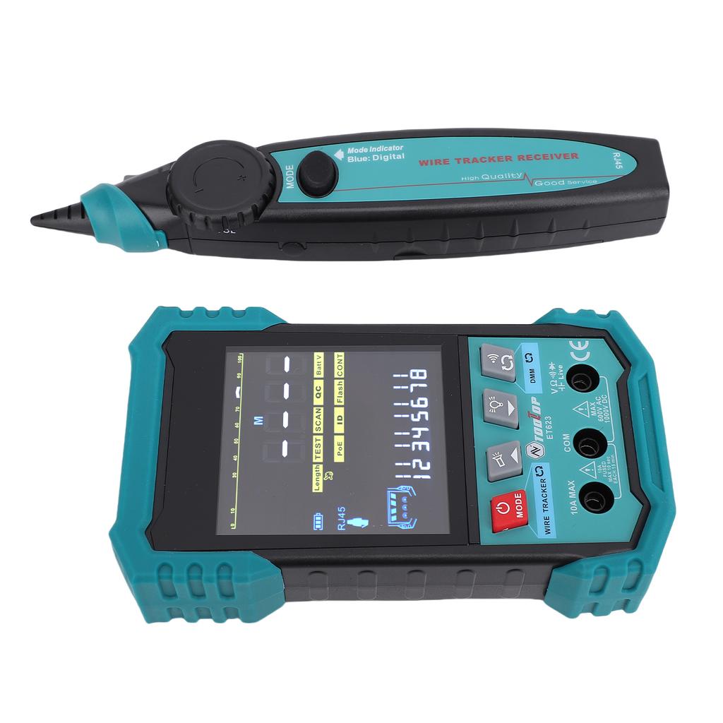 2 In 1 Network Cable Tester and Multimeter, RJ45 BNC Telephone Line Tester, Ethernet Wire Tracker with Length