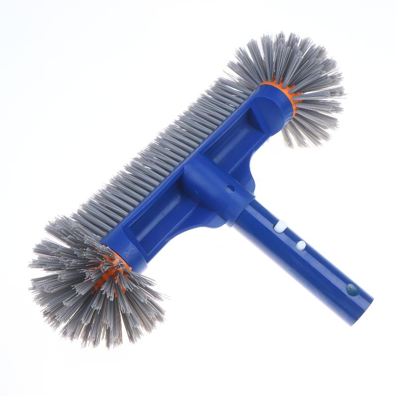 13" Heavy Duty Pool Brush Head High Strength Bristle Detachable Aluminum Handle for Tough Dirt Removal