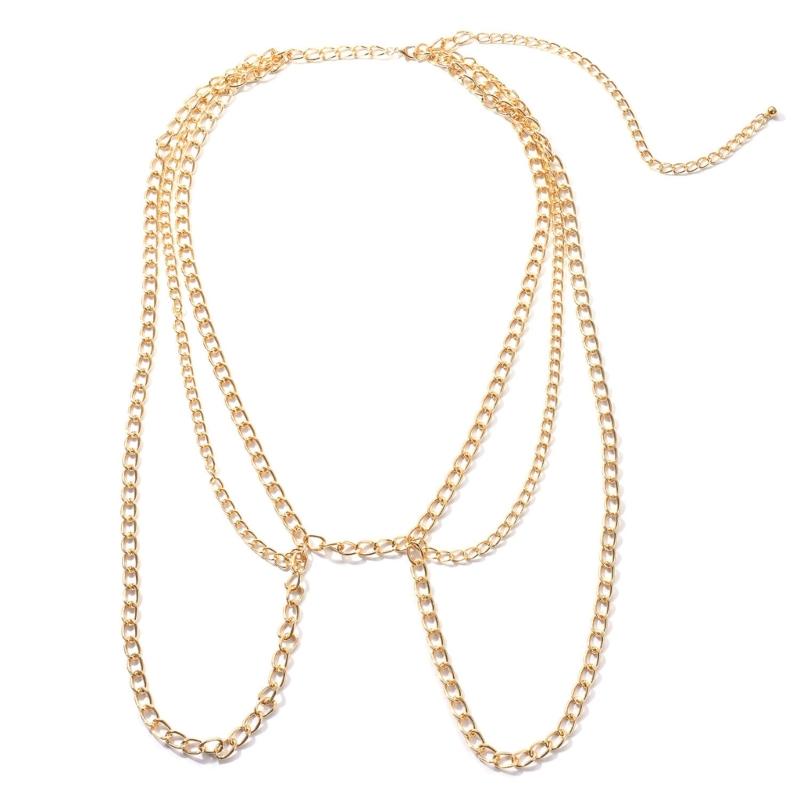 

Edgy Unisex Body Chain With Durable Metal Chain For Stage Performances And Streetwear 1 золотой