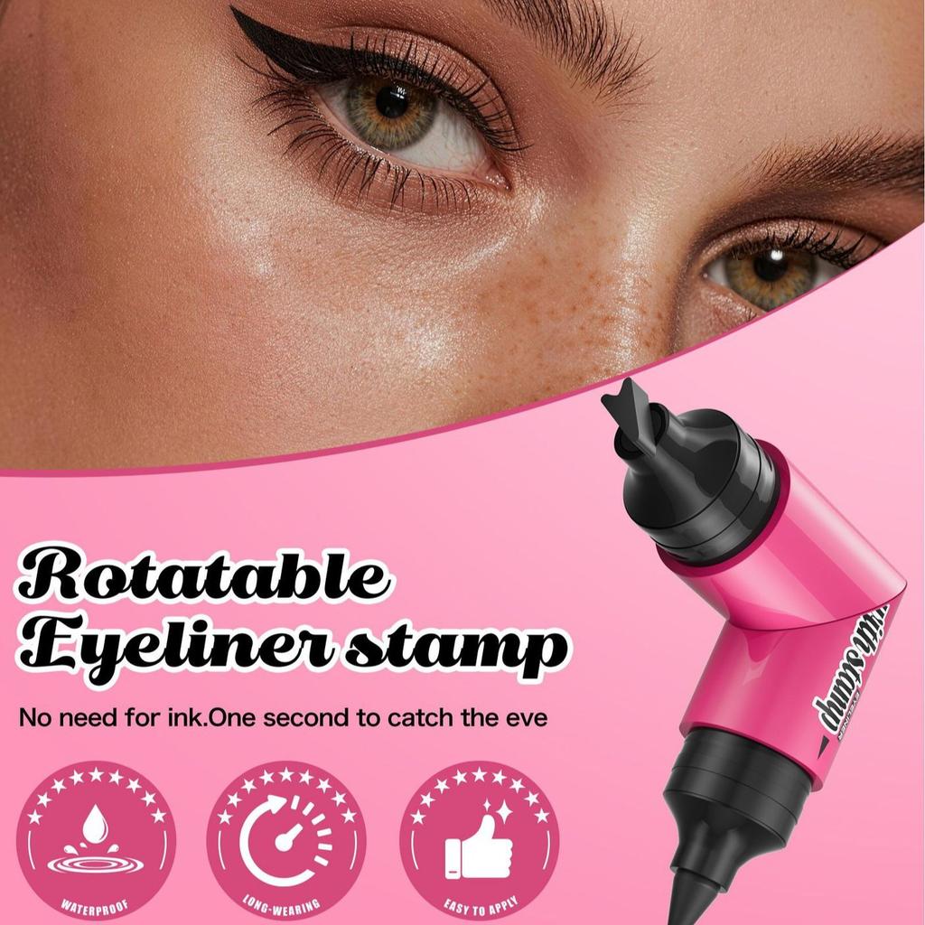 Double Ended Stamp Eyeliner Pen, 2 In 1 Waterproof Smudgeproof Liquid Eye Liner Pencil, Long Lasting Quick Drying Eye Makeup Tools for Beginners