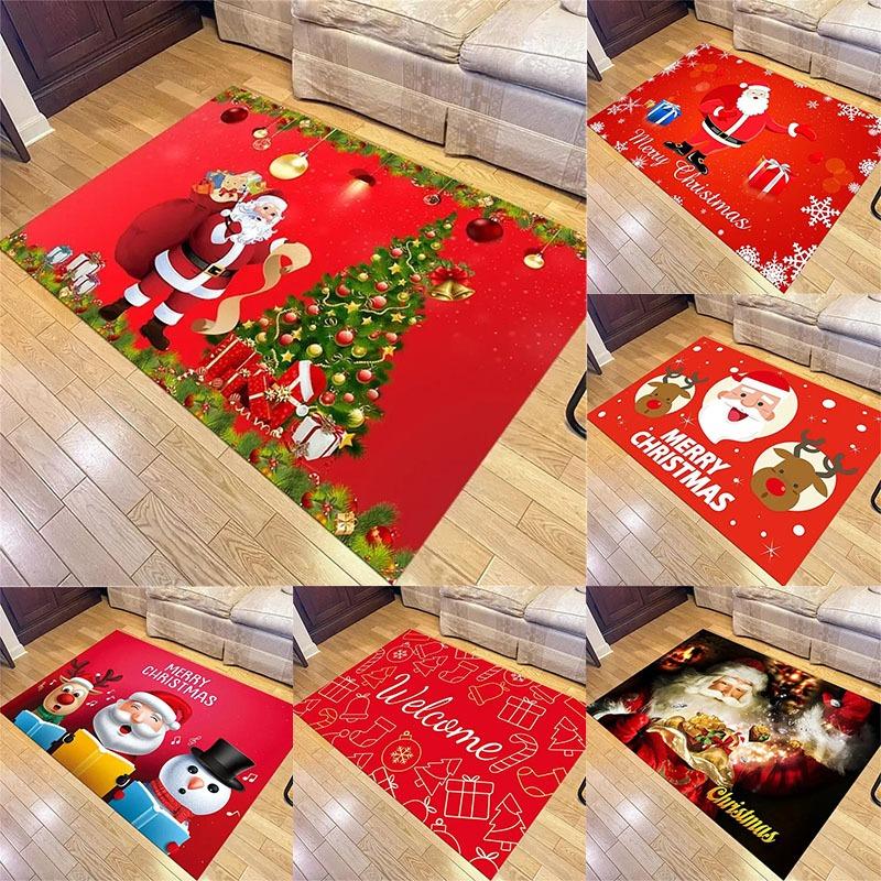 Christmas Santa Claus Carpet Large Area Carpet Welcome Doormat Merry Chirstmas Home Decor Rugs Living Room Bedroom Floor Mat