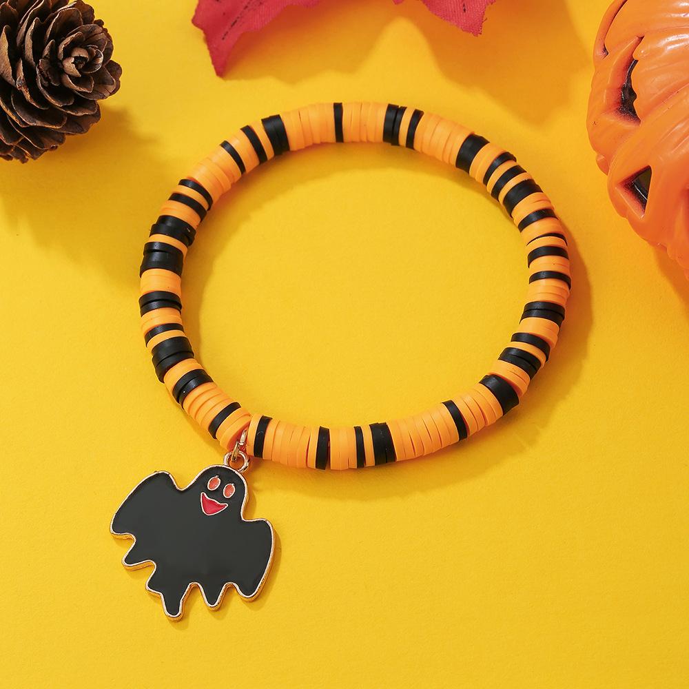 European and American Halloween Skull Pumpkin Pendant Soft Pottery Bracelet Popular Funny Alloy Pendant Bracelet