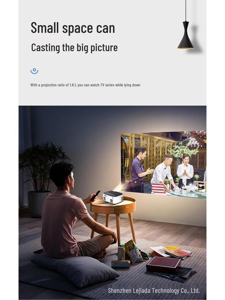 T20 Mini Wireless HD 1080p Mobile Projector for Home & Bedroom