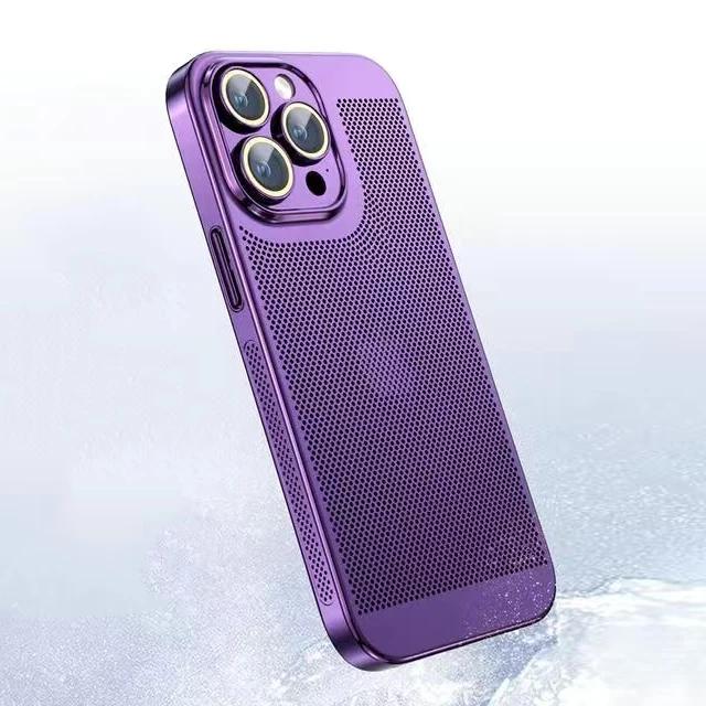 Plating Mesh Cooling Heat Dissipation Case for iPhone 15 14 13 12 11 15 Pro Max 14 Plus Ultra Thin Breathable Hard Cover