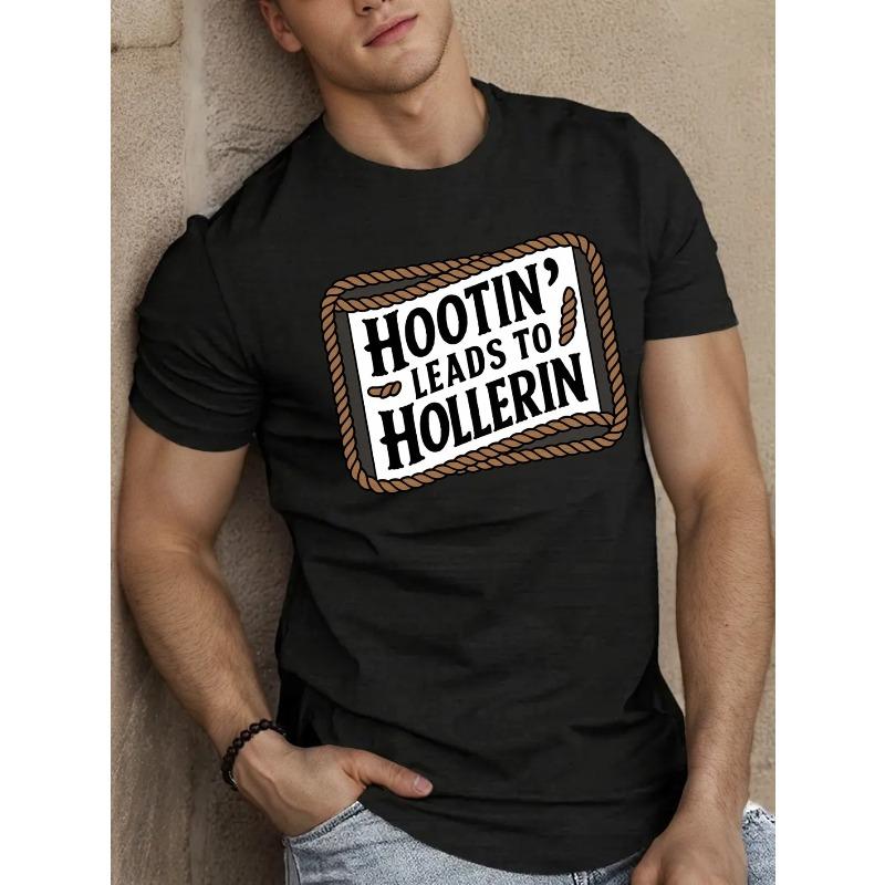 

Men S Casual Crew Neck T-Shirt, Geometric-Patterned Hootin Leads to Hollerin Graphic Tee, Regular Fit, Slight Stretch, Summer Top 4XL чорний