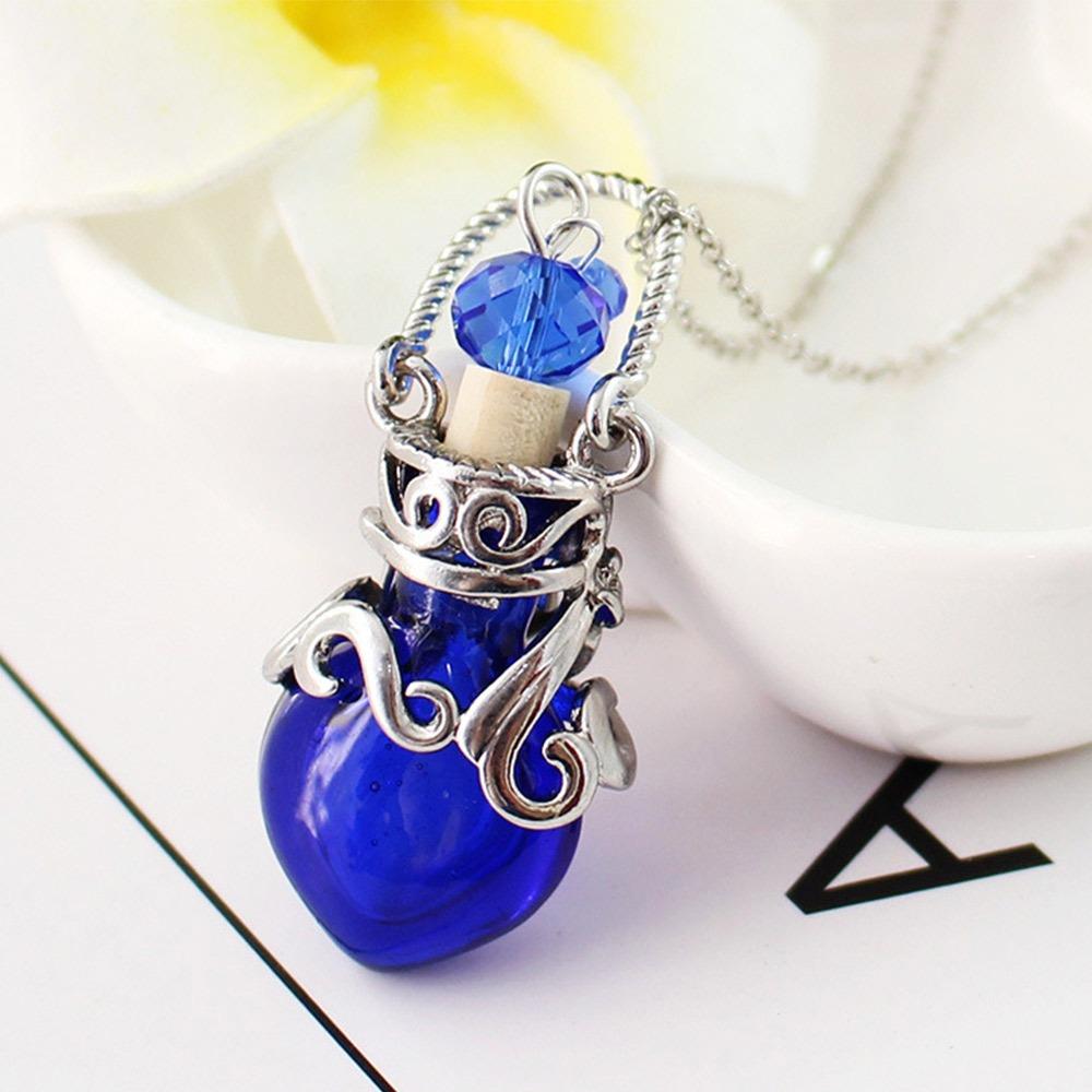 

Glass Vial Wishing Bottle Pendant Multicolor Perfume Bottle Necklaces Perfume Vial Necklace Gift темно-синий