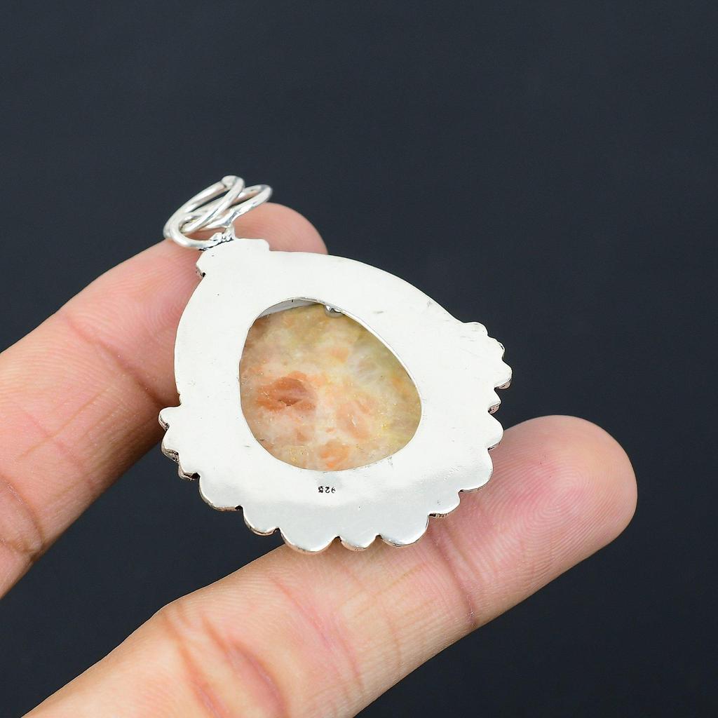 Friendship Day Sale 925 Silver Sunstone Gemstone Sacral Chakra Pendant Jewelry