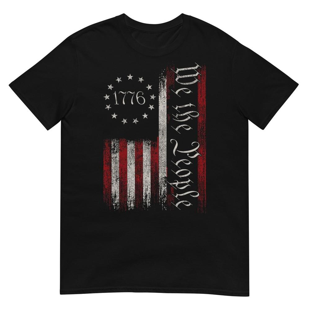 

Винтажная Старая Американская Флаг Патриотическая 1776 Мы Народ США Женская Мужская Футболка 4XL