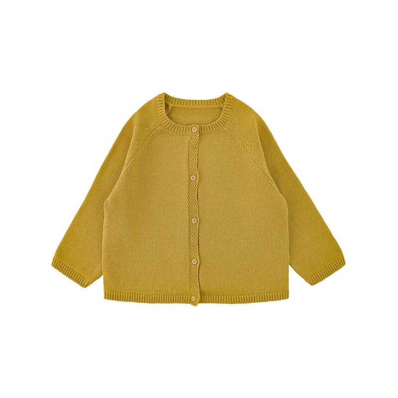 Girls Solid Color Round Neck Cardigan Sweater 130 cm