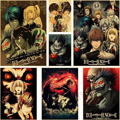 Serie di anime classiche Death Note Poster Retro Carta Kraft Poster Stampe Decorazioni per la casa Decorazione della stanza Pittura Adesivo da parete Immagine