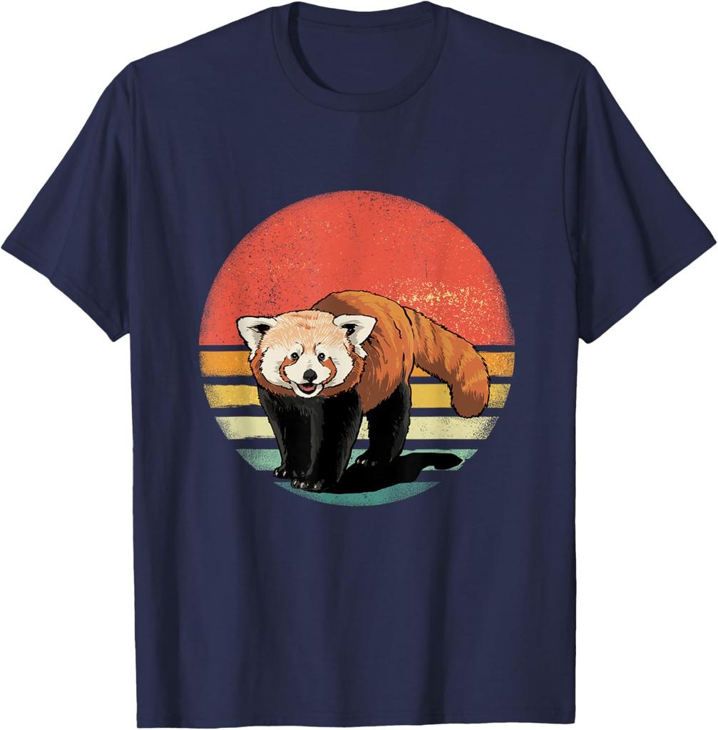 Retro Red Panda Sunset Vintage Animal Lover Graphic Tee Shirt Casual Unisex
