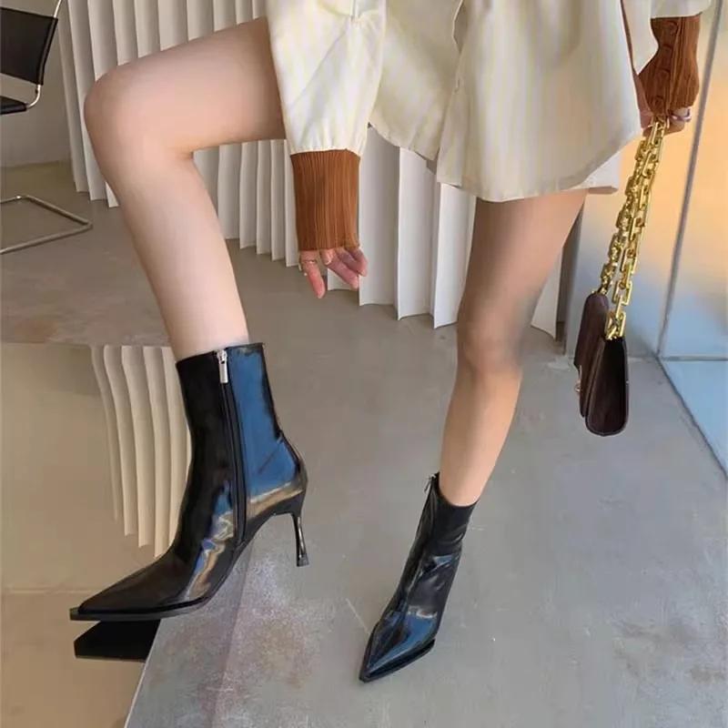 Ladies Shoes  Plus Size Ankle Women's Boots Elegant Modern Boots Women Pointed Toe Thin Heels Side Zip Fashion Shoes Women