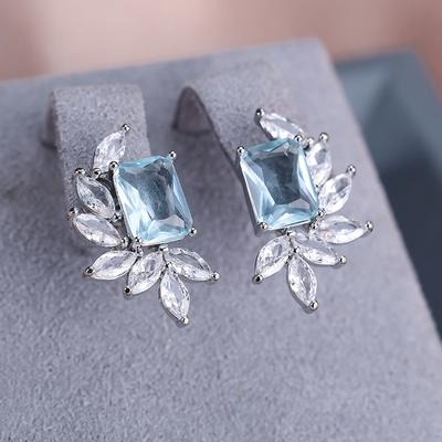 Exquisite Blatt Zirkon Quadrat Ohrringe für Frauen Silber Farbe Hochzeit Bankett Ohrringe Charme Schmuck Geschenke