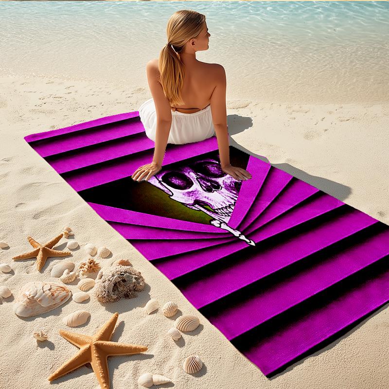 1Pc Skull Through Blinds Beach Towel Quick Dry Multiuse For Beach Pool Gym Yoga Home Travel Christmas Halloween Xmas Gift G1148