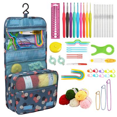 130-Piece Crochet Full Set Of Tools, Hand-Woven Sewing Kit 12 Colors, Milk Cotton Wool Set