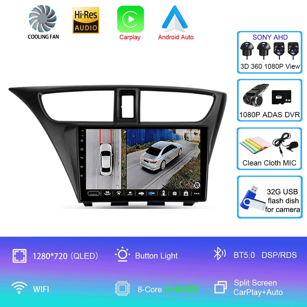 Android 14 For Honda Civic 9 FK FB 2012 - 2017 Multimedia Video Player Car Radio Navigation Stereo GPS No 2din 2 Din Dvd