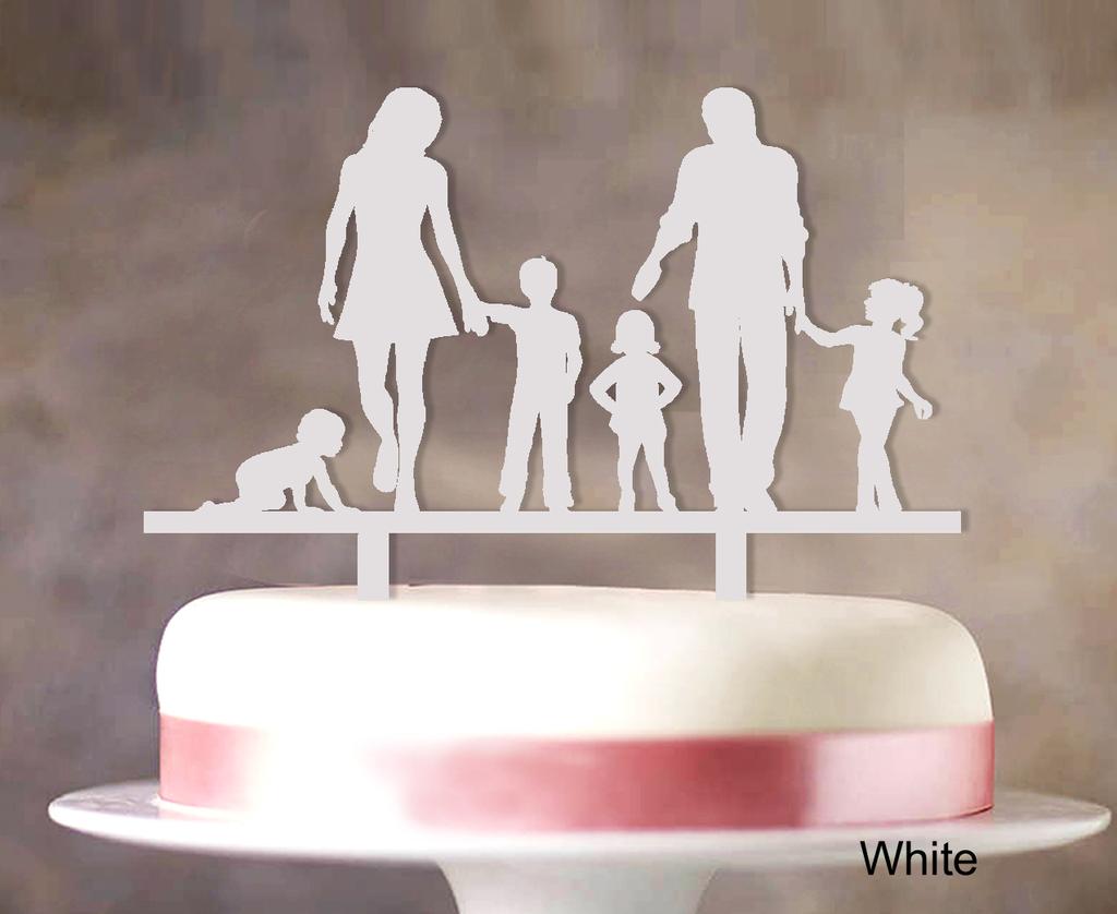 Personlig familiekaketopper Egendefinert silhuett Bryllupskake Topper Kakedekorasjoner Tilgjengelig 6"-7" tommer