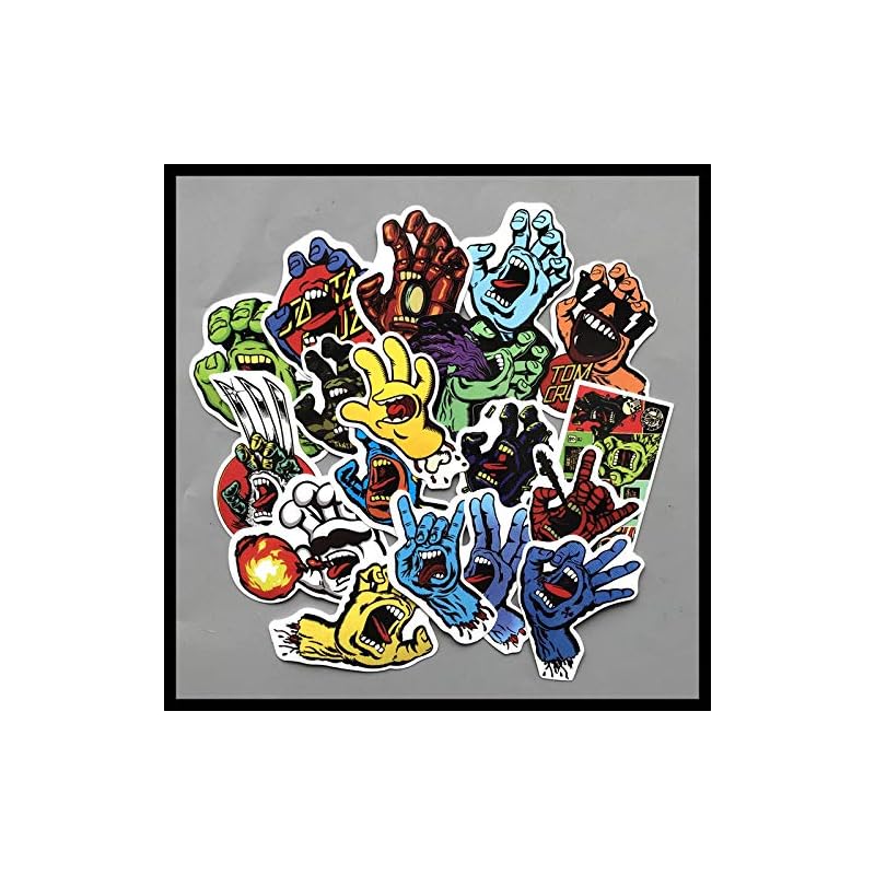 [4LEVEL] Santa Cruz Screaming Hand Stickers, 19-Piece Set, Street Skateboard, Snowboard, Bomb, Waterproof, Strong Adhesive