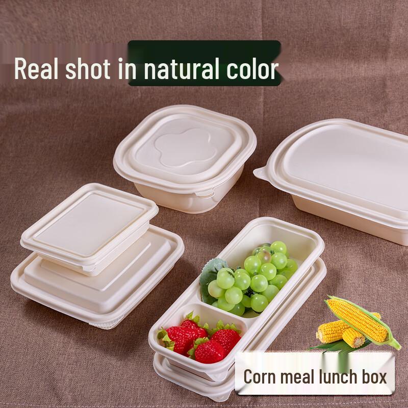 Biodegradable Corn Starch Square Food Container, 650ml