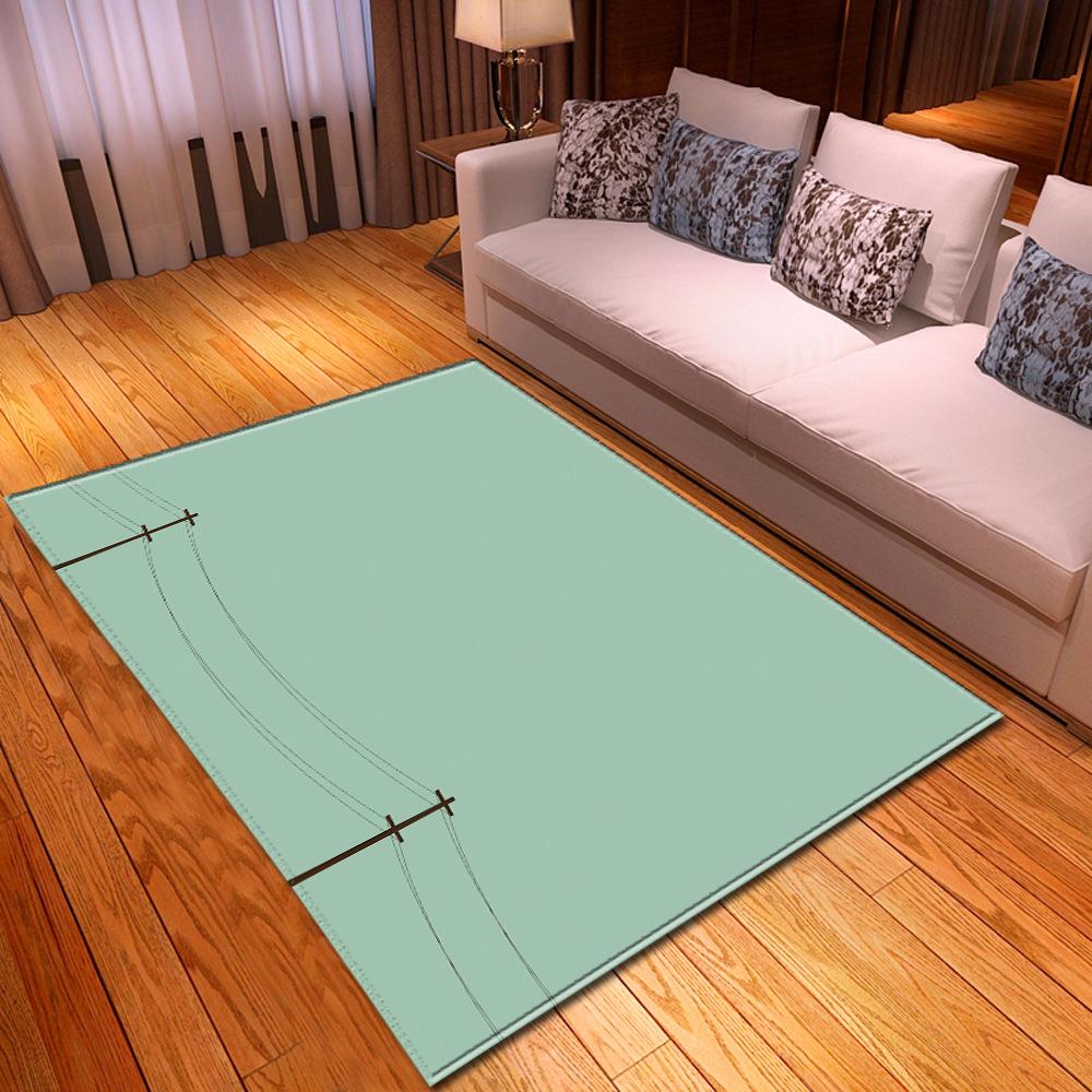 Line Printing Three-Dimensional Carpet Living Room Runway Green Floor Mat