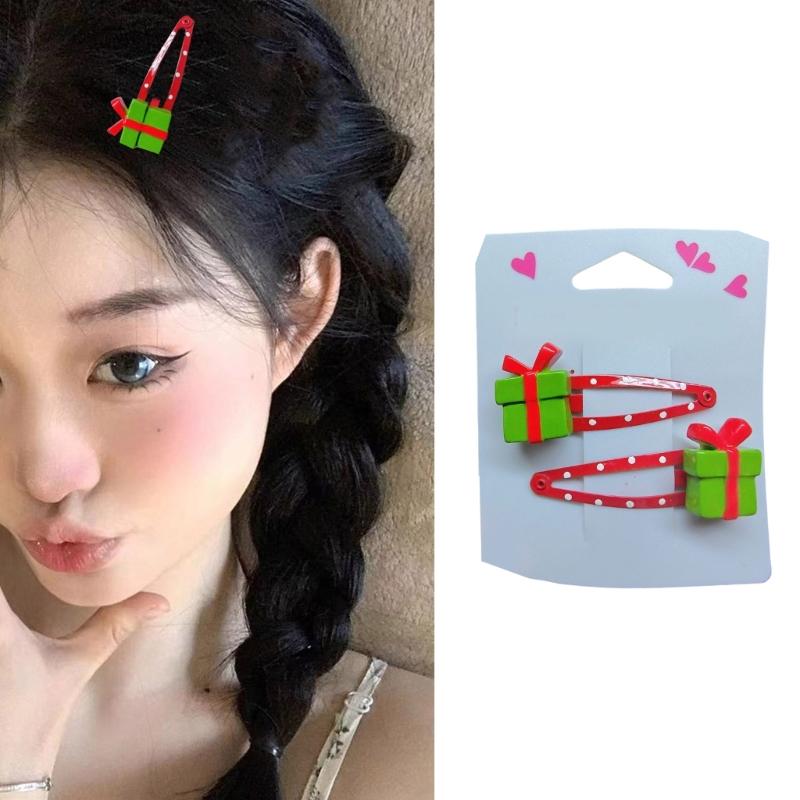 Lovely Christmas Hair Clip Sequined Nonslip Strong Clip Santa/Tree Decors For Christmas Holiday Hair Styling Accessories
