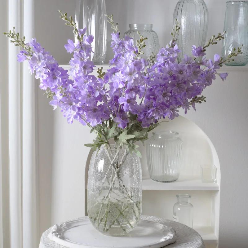 8 Stück Hohe Delphinium Kunstblumen Großhandel Weiß Rosa Seiden-Rittersporn für Vase Zuhause Hochzeit Blumendekoration