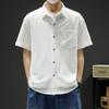 Buttons Pleated Shirt Harajuku Button Up Short Sleeve Male Shirts Men Blouse Tops